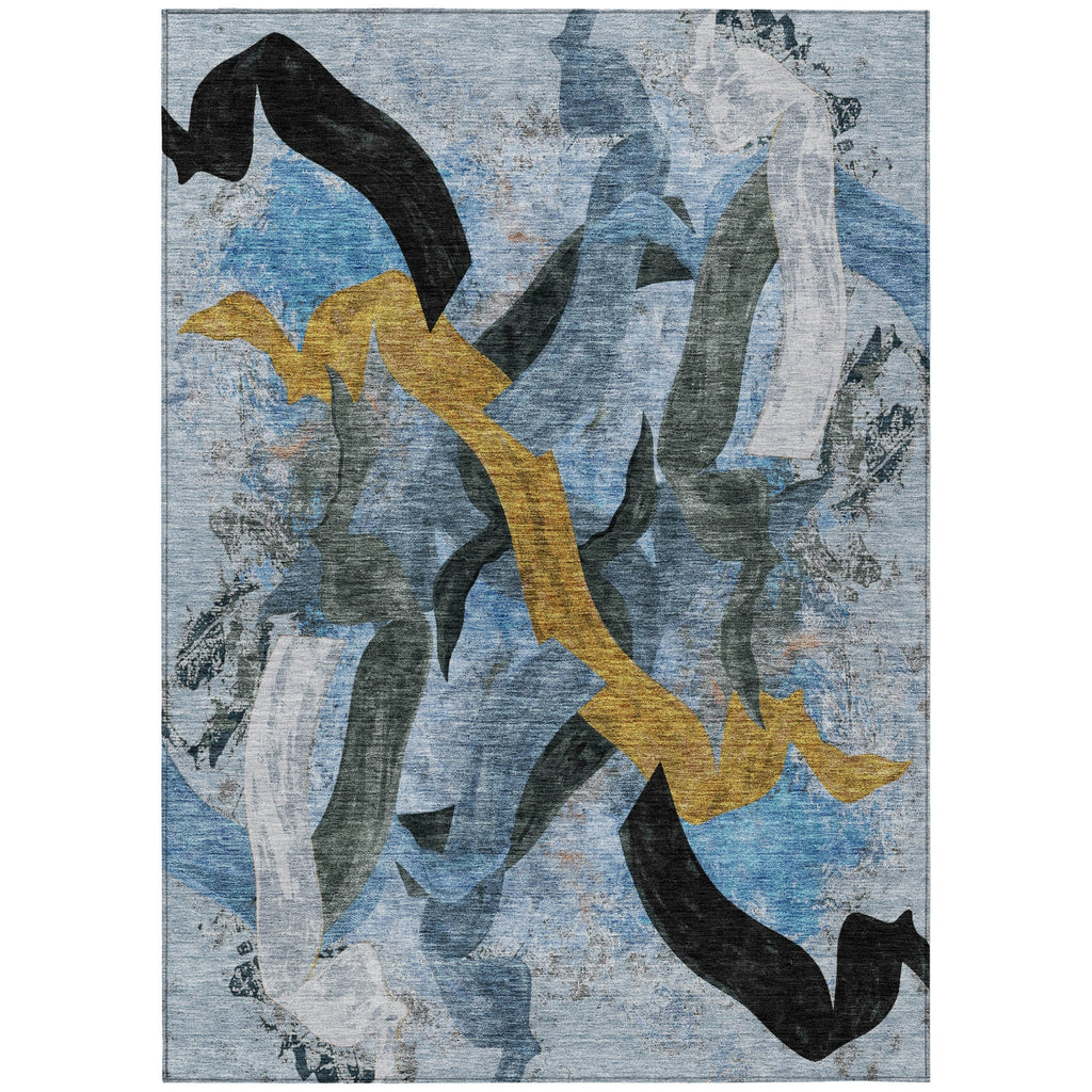 Piper Looms Chantille Abstract ACN2191 Denim Machine Washable Area Rug main image