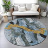 Piper Looms Chantille Abstract ACN2191 Denim Machine Washable Area Rug Round Lifestyle Image Feature