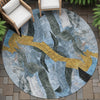 Piper Looms Chantille Abstract ACN2191 Denim Machine Washable Area Rug Round Outdoor Lifestyle Image Feature