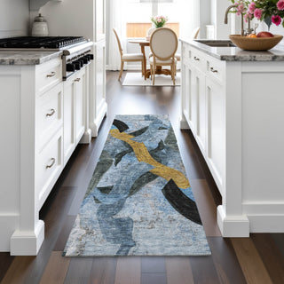 Piper Looms Chantille Abstract ACN2191 Denim Machine Washable Area Rug Runner Lifestyle Image Feature