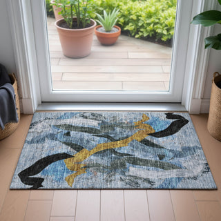 Piper Looms Chantille Abstract ACN2191 Denim Machine Washable Area Rug Scatter Lifestyle Image Feature