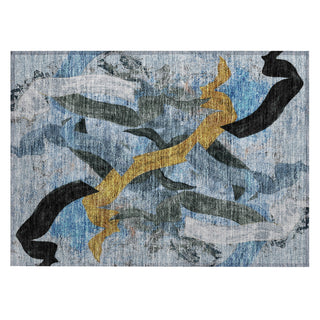 Piper Looms Chantille Abstract ACN2191 Denim Machine Washable Area Rug Scatter Main Image