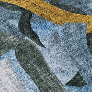 Piper Looms Chantille Abstract ACN2191 Denim Machine Washable Area Rug Swatch Image