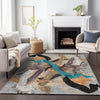 Piper Looms Chantille Abstract ACN2191 Gray Machine Washable Area Rug Lifestyle Image Feature