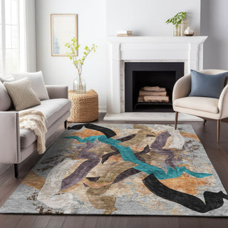 Piper Looms Chantille Abstract ACN2191 Gray Machine Washable Area Rug Lifestyle Image Feature