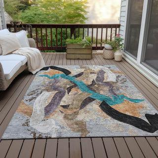 Piper Looms Chantille Abstract ACN2191 Gray Machine Washable Area Rug Outdoor Lifestyle Image Feature