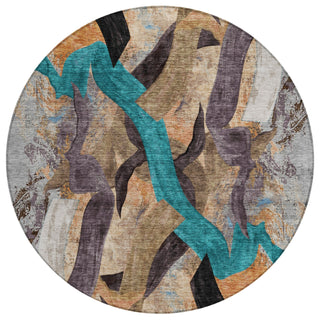 Piper Looms Chantille Abstract ACN2191 Gray Machine Washable Area Rug Round Main Image