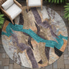 Piper Looms Chantille Abstract ACN2191 Gray Machine Washable Area Rug Round Outdoor Lifestyle Image Feature