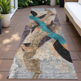 Piper Looms Chantille Abstract ACN2191 Gray Machine Washable Area Rug Runner Outdoor Lifestyle Image Feature