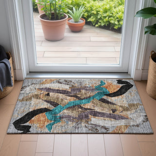 Piper Looms Chantille Abstract ACN2191 Gray Machine Washable Area Rug Scatter Lifestyle Image Feature