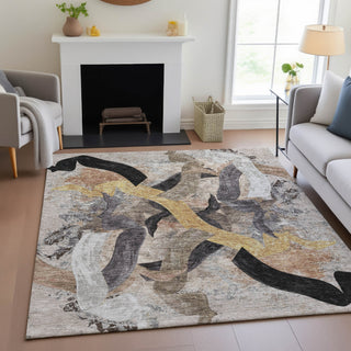 Piper Looms Chantille Abstract ACN2191 Taupe Machine Washable Area Rug Lifestyle Image Feature
