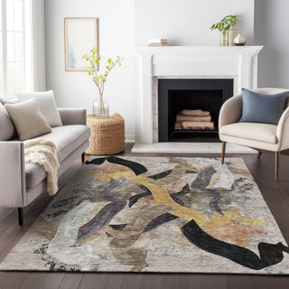Piper Looms Chantille Abstract ACN2191 Taupe Machine Washable Area Rug Lifestyle Image Feature