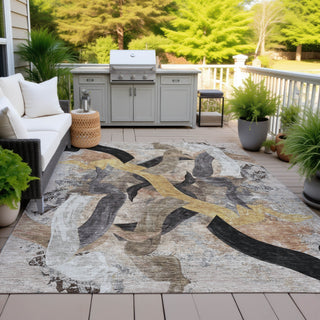 Piper Looms Chantille Abstract ACN2191 Taupe Machine Washable Area Rug Outdoor Lifestyle Image Feature