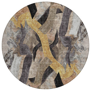 Piper Looms Chantille Abstract ACN2191 Taupe Machine Washable Area Rug Round Main Image