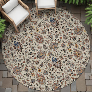 Piper Looms Chantille Global ACN2192 Beige Machine Washable Area Rug Round Outdoor Lifestyle Image Feature
