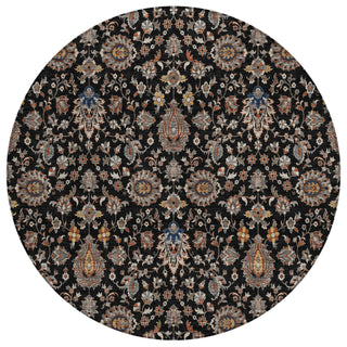 Piper Looms Chantille Global ACN2192 Black Machine Washable Area Rug Round Main Image