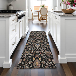 Piper Looms Chantille Global ACN2192 Black Machine Washable Area Rug Runner Lifestyle Image Feature