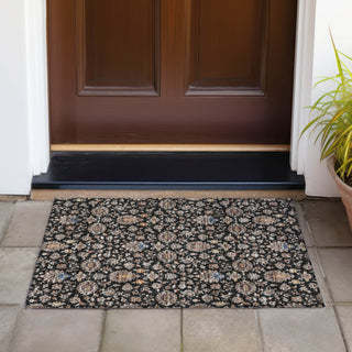 Piper Looms Chantille Global ACN2192 Black Machine Washable Area Rug Scatter Outdoor Lifestyle Image Feature