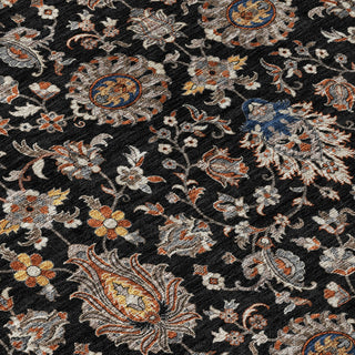 Piper Looms Chantille Global ACN2192 Black Machine Washable Area Rug Swatch Image