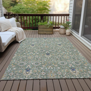 Piper Looms Chantille Global ACN2192 Green Machine Washable Area Rug Outdoor Lifestyle Image Feature