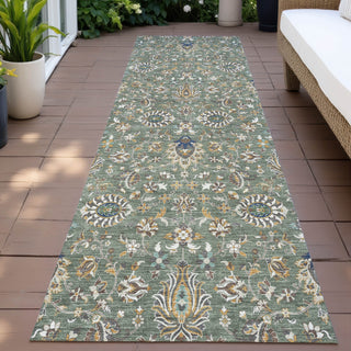 Piper Looms Chantille Global ACN2192 Green Machine Washable Area Rug Runner Outdoor Lifestyle Image Feature