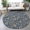 Piper Looms Chantille Global ACN2192 Navy Machine Washable Area Rug Round Lifestyle Image Feature