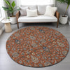 Piper Looms Chantille Global ACN2192 Paprika Machine Washable Area Rug Round Lifestyle Image Feature