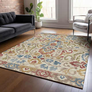 Piper Looms Chantille Floral ACN2193 Beige Machine Washable Area Rug Lifestyle Image Feature