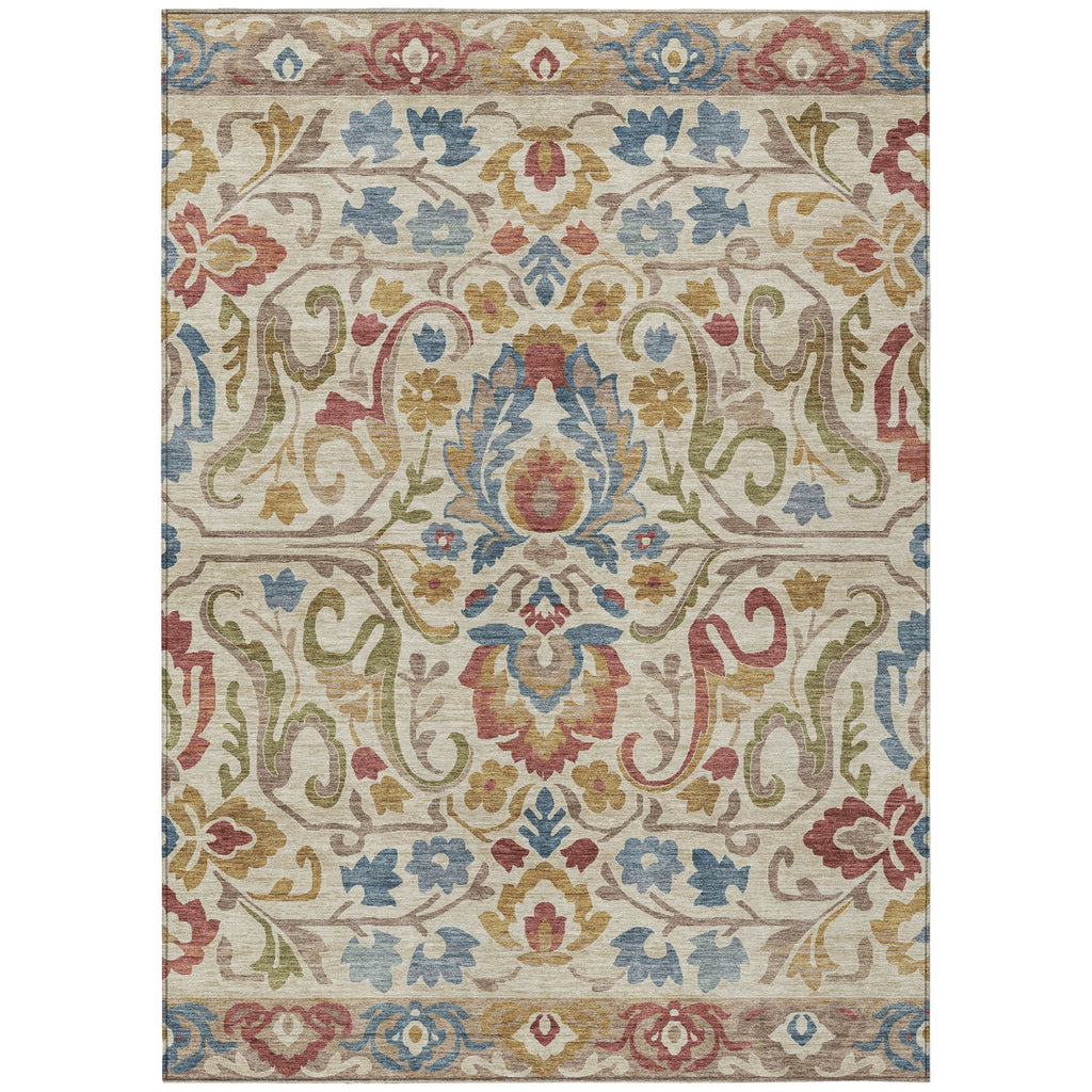 Piper Looms Chantille Floral ACN2193 Beige Machine Washable Area Rug main image