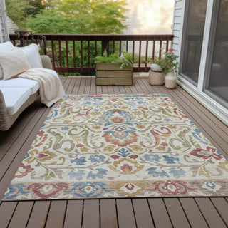 Piper Looms Chantille Floral ACN2193 Beige Machine Washable Area Rug Outdoor Lifestyle Image Feature