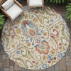 Piper Looms Chantille Floral ACN2193 Beige Machine Washable Area Rug Round Outdoor Lifestyle Image Feature
