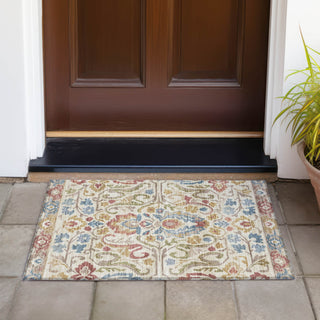 Piper Looms Chantille Floral ACN2193 Beige Machine Washable Area Rug Scatter Outdoor Lifestyle Image Feature