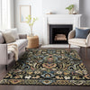 Piper Looms Chantille Floral ACN2193 Black Machine Washable Area Rug Lifestyle Image Feature