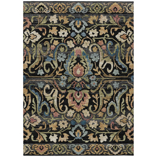 Piper Looms Chantille Floral ACN2193 Black Machine Washable Area Rug main image