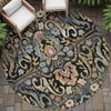 Piper Looms Chantille Floral ACN2193 Black Machine Washable Area Rug Round Outdoor Lifestyle Image Feature