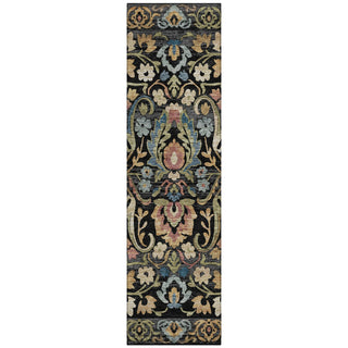 Piper Looms Chantille Floral ACN2193 Black Machine Washable Area Rug Runner Main Image