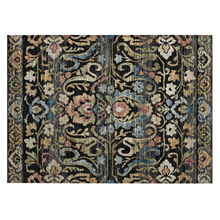 Piper Looms Chantille Floral ACN2193 Black Machine Washable Area Rug Scatter Main Image