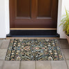 Piper Looms Chantille Floral ACN2193 Black Machine Washable Area Rug Scatter Outdoor Lifestyle Image Feature