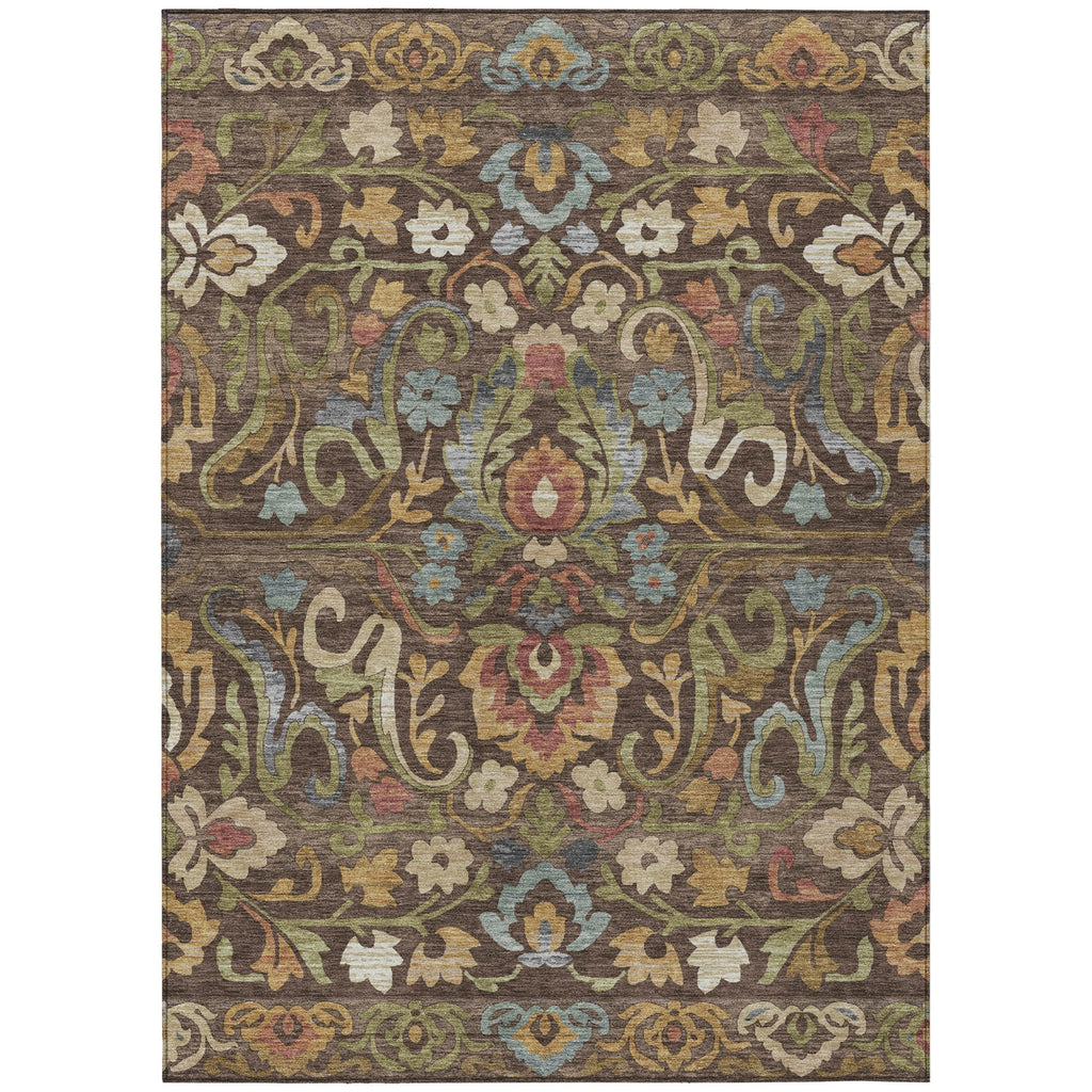 Piper Looms Chantille Floral ACN2193 Chocolate Machine Washable Area Rug main image