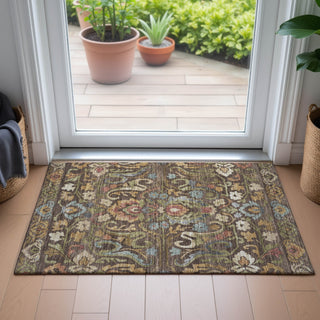 Piper Looms Chantille Floral ACN2193 Chocolate Machine Washable Area Rug Scatter Lifestyle Image Feature
