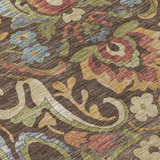 Piper Looms Chantille Floral ACN2193 Chocolate Machine Washable Area Rug Swatch Image