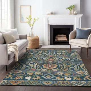 Piper Looms Chantille Floral ACN2193 Navy Machine Washable Area Rug Lifestyle Image Feature