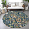 Piper Looms Chantille Floral ACN2193 Navy Machine Washable Area Rug Round Lifestyle Image Feature