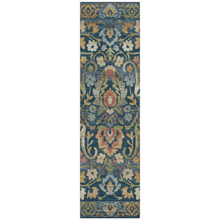 Piper Looms Chantille Floral ACN2193 Navy Machine Washable Area Rug Runner Main Image