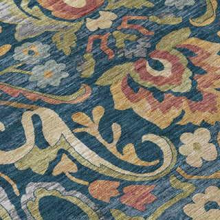 Piper Looms Chantille Floral ACN2193 Navy Machine Washable Area Rug Swatch Image