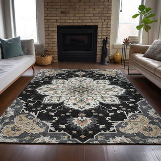 Piper Looms Chantille Global ACN2194 Black Machine Washable Area Rug Lifestyle Image Feature