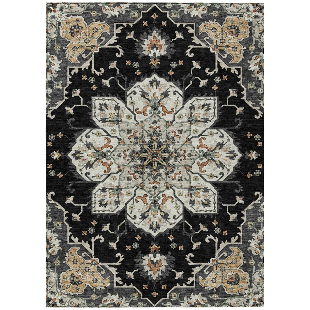 Piper Looms Chantille Global ACN2194 Black Machine Washable Area Rug main image