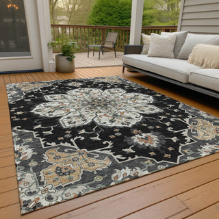 Piper Looms Chantille Global ACN2194 Black Machine Washable Area Rug Outdoor Lifestyle Image Feature