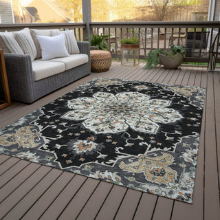 Piper Looms Chantille Global ACN2194 Black Machine Washable Area Rug Outdoor Lifestyle Image Feature