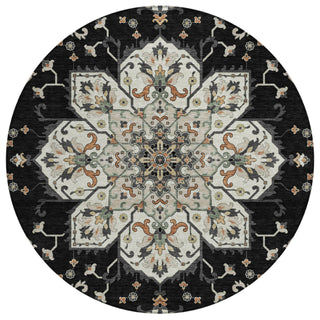 Piper Looms Chantille Global ACN2194 Black Machine Washable Area Rug Round Main Image